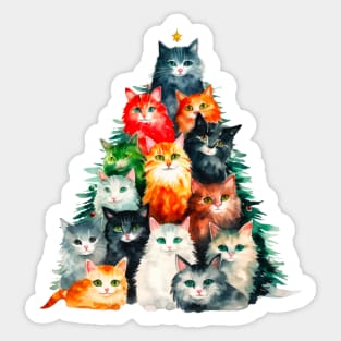 Cat Christmas Tree Sticker